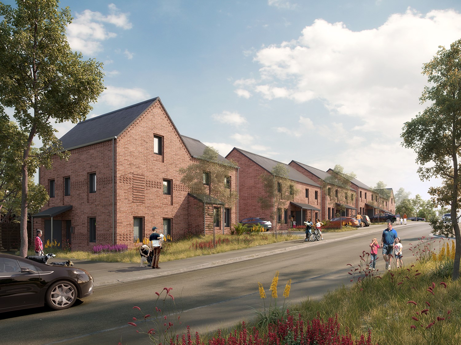 Llwyn Eirin artists impression of the planned street scene