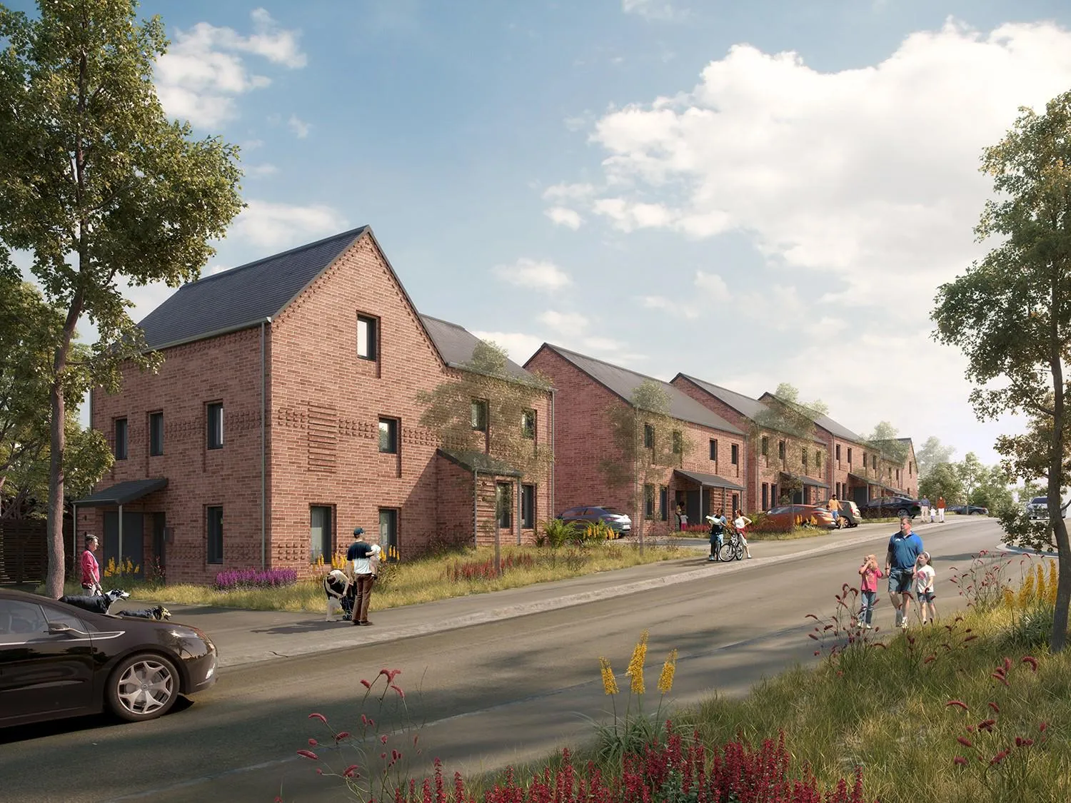 Llwyn Eirin artists impression of the planned street scene