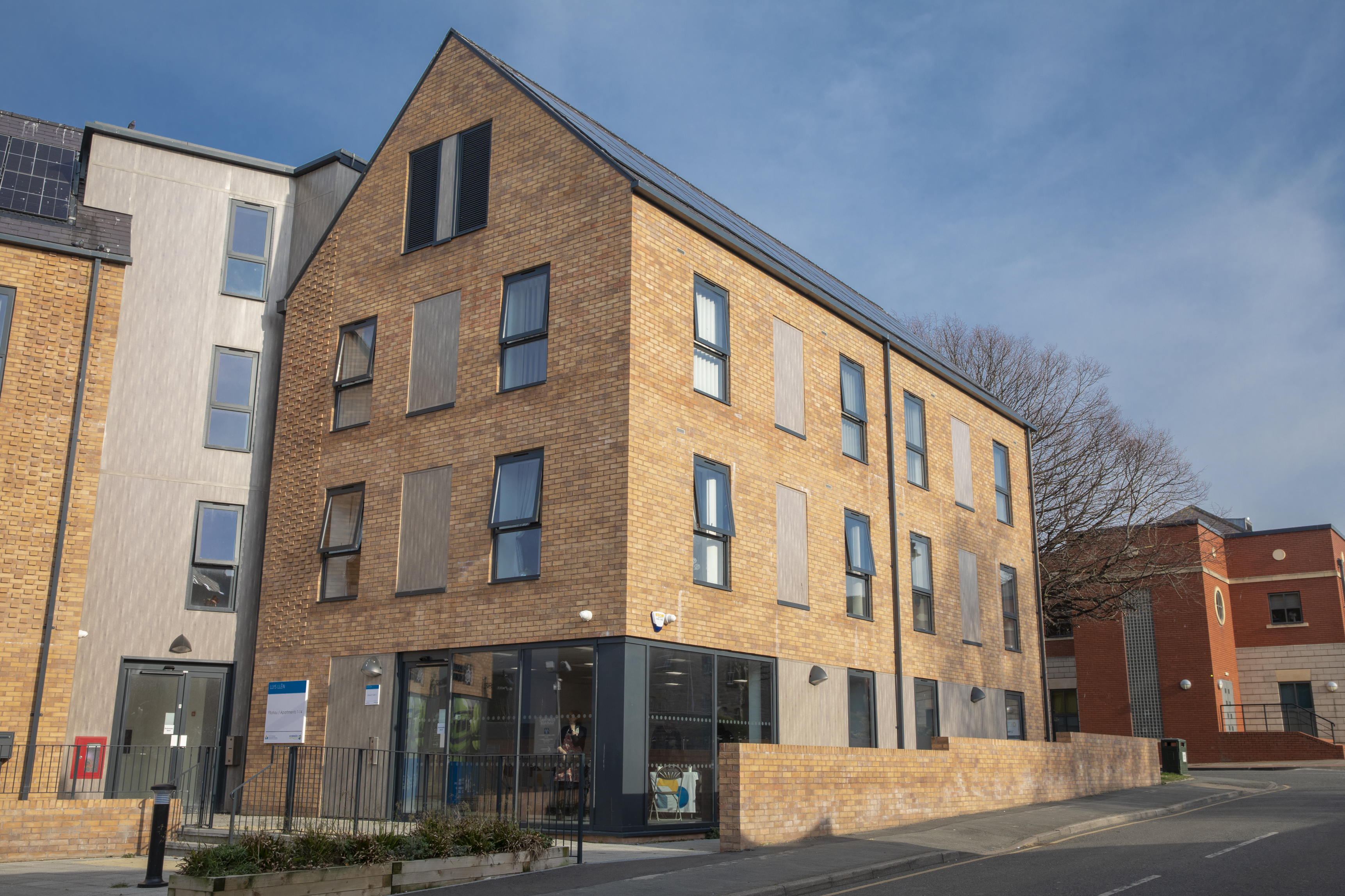 Building of the former library site in Prestatyn that has been refurbished into apartments
