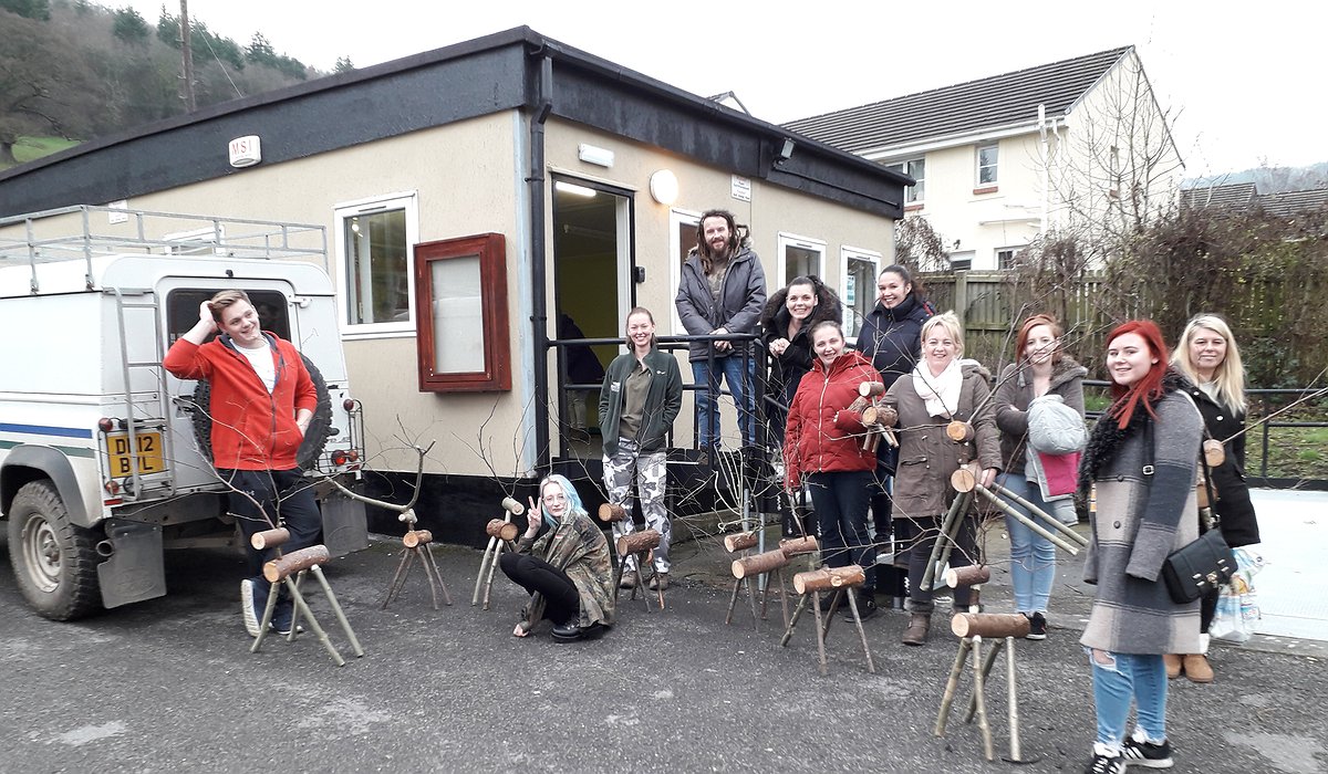 Christmas crafts Morfa Gateway, making wooden reindeer